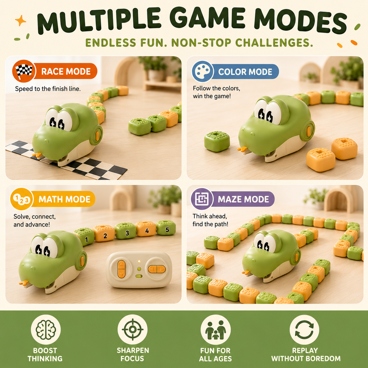 SnappySnake™ Hungry Hero multiple game modes